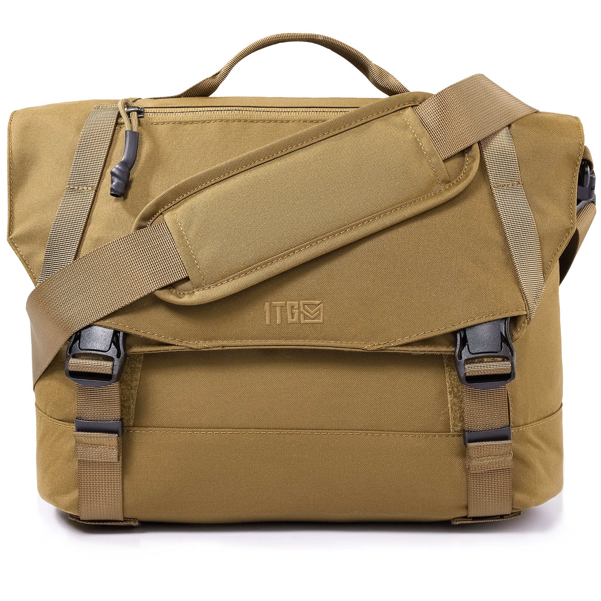 1TG Stylish Brown Canvas Messenger Bag with Adjustable Straps